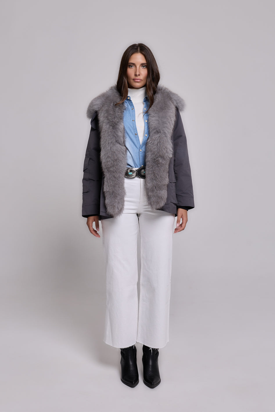 Parka ARMY GREY in Misto Cotone Impermeabile