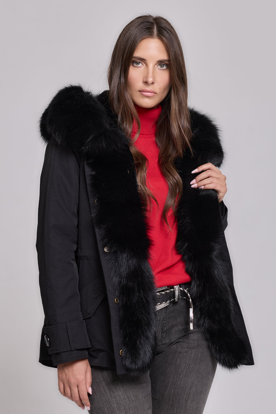 Parka in cotone tecnico impermeabile short black