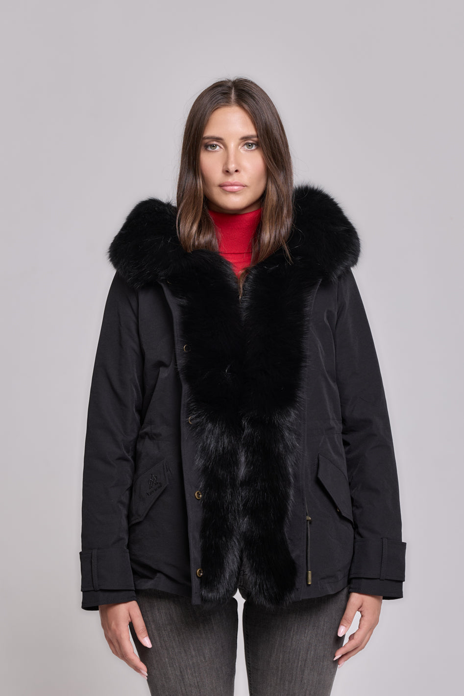 Parka in cotone tecnico impermeabile short black