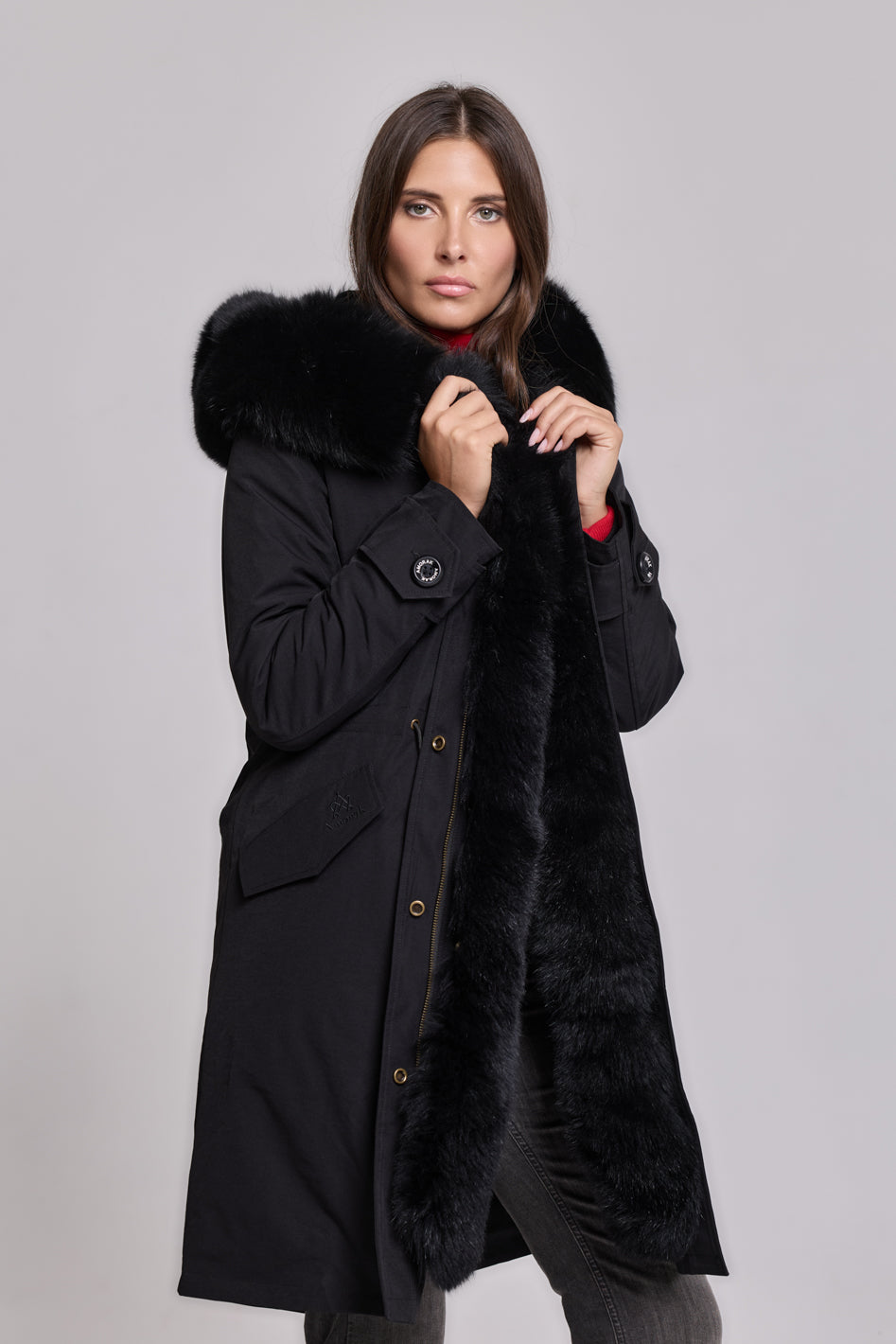 Parka in cotone tecnico  impermeabile X-long black