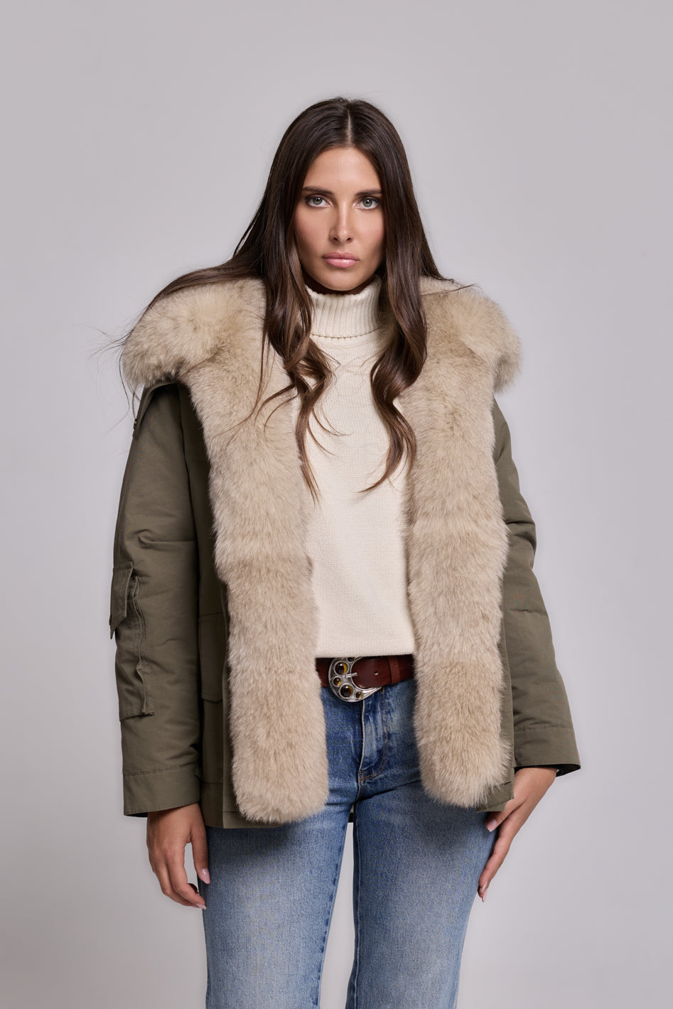 Parka ARMY BEIGE in Misto Cotone Impermeabile
