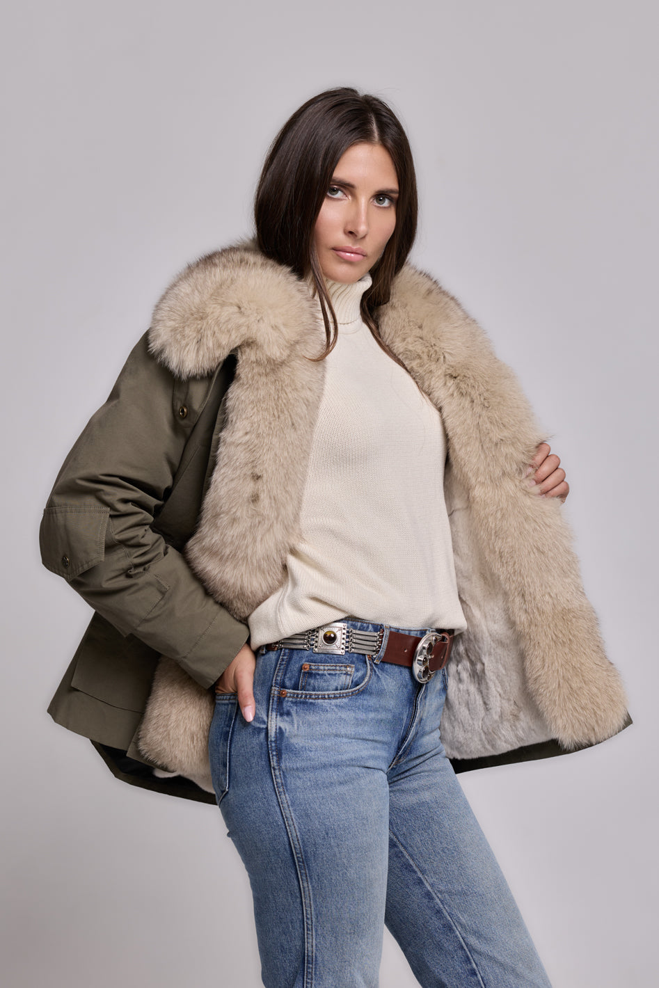 Parka ARMY BEIGE in Misto Cotone Impermeabile