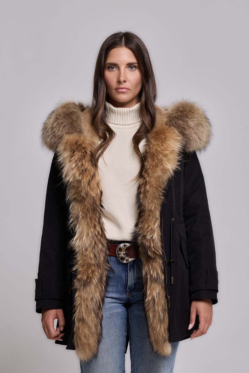 Parka in cotone tecnico impermeabile long Raccon