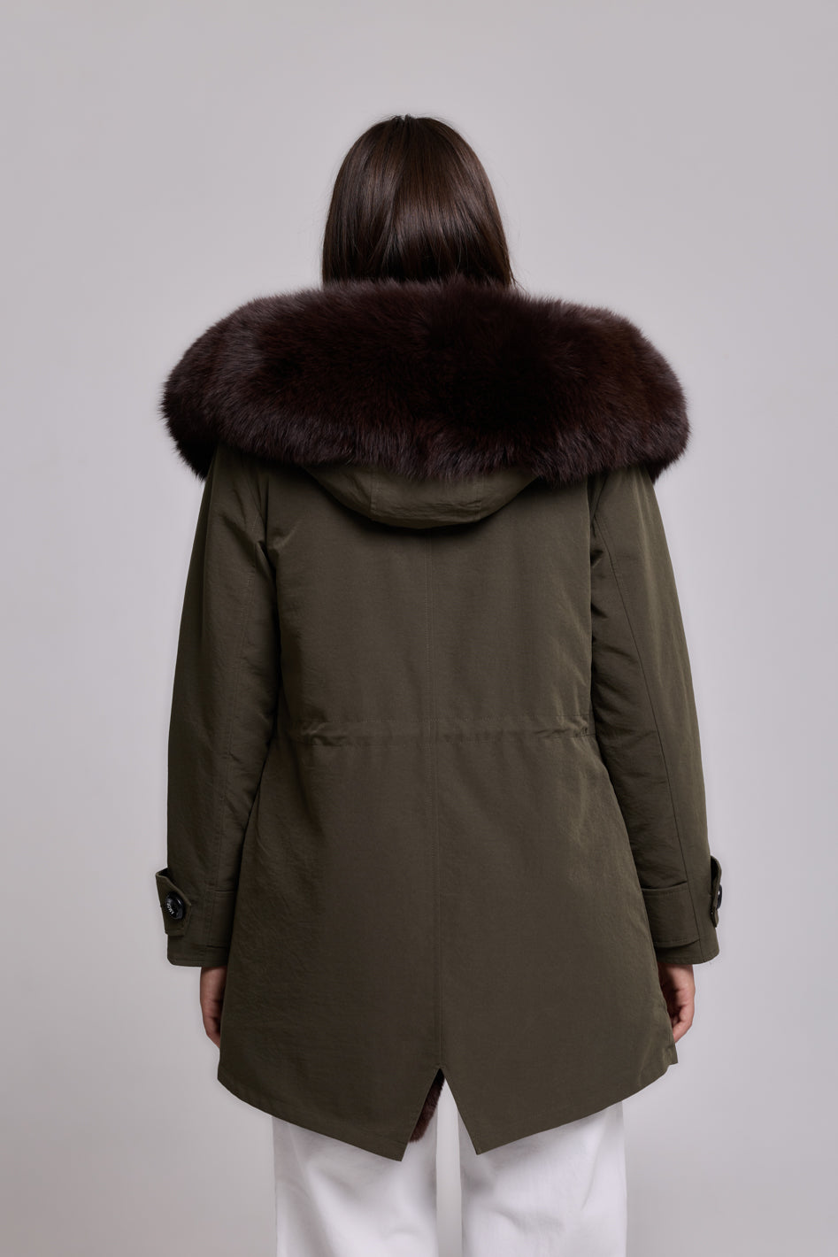 Parka in cotone tecnico impermeabile long Brown
