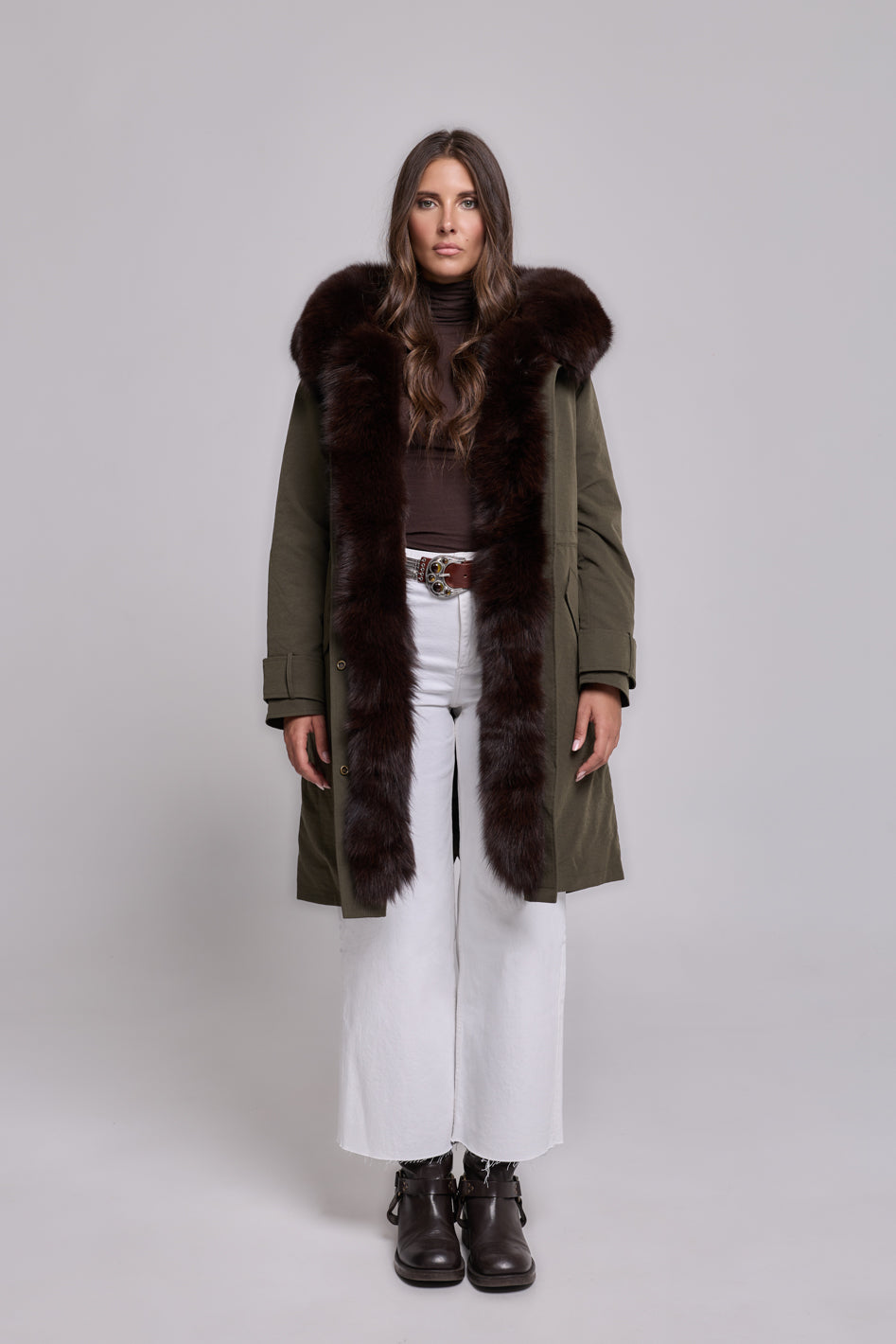 Parka in cotone tecnico impermeabile X-long brown