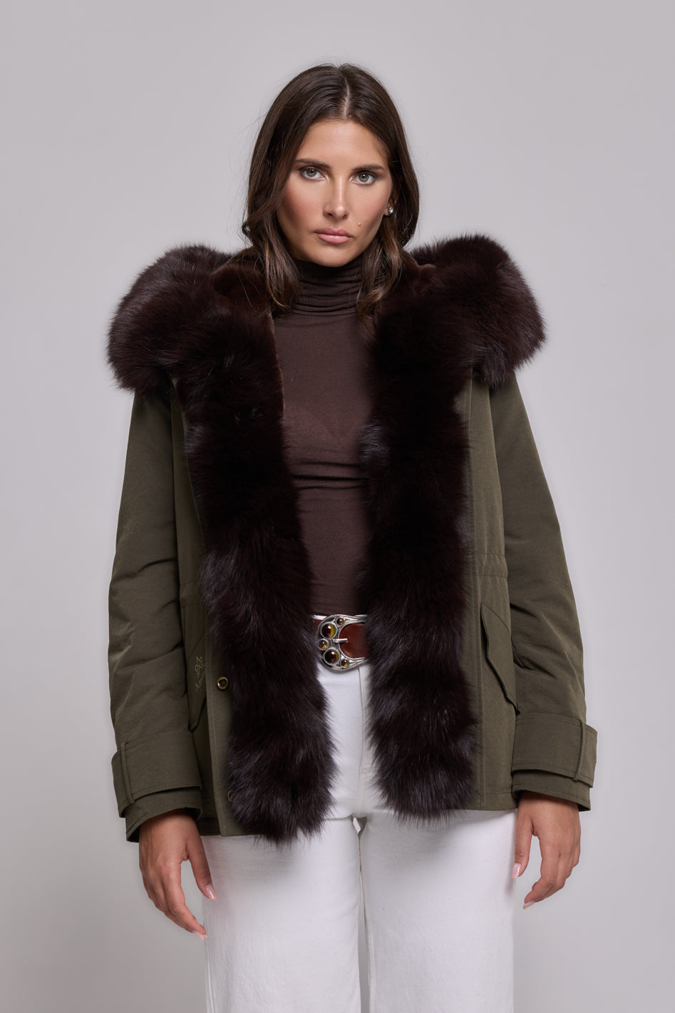 Parka in cotone tecnico  impermeabile short brown
