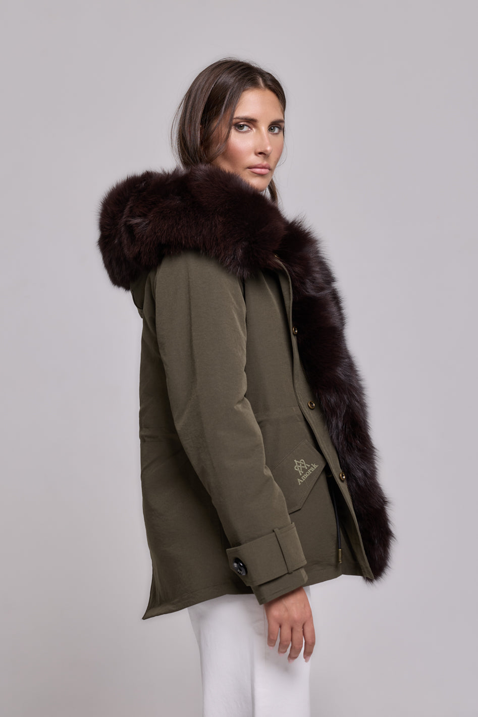 Parka in cotone tecnico  impermeabile short brown