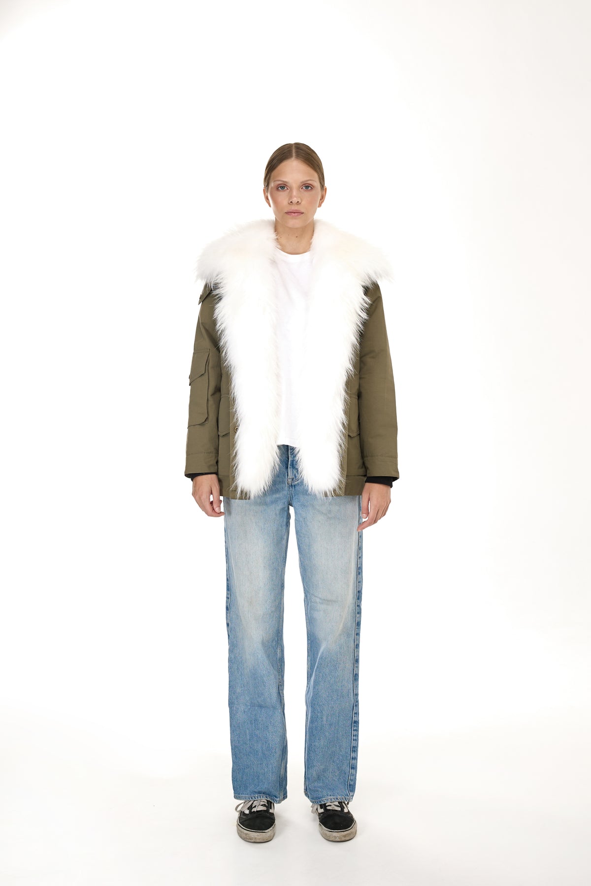 Parka ARMY WHITE in Misto Cotone Impermeabile