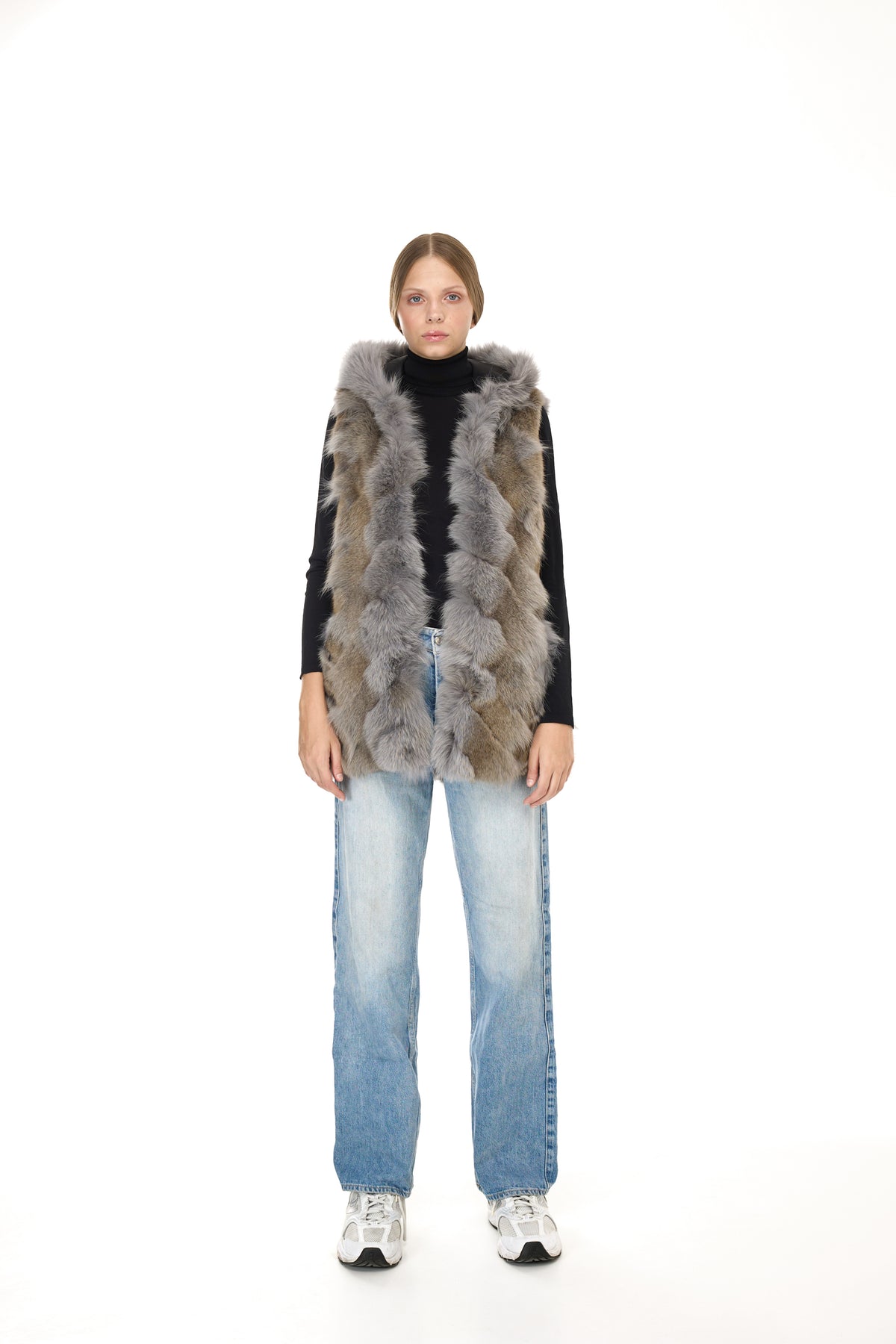 Parka short Urban GREY in Misto Cotone Impermeabile con Gilet in coyote