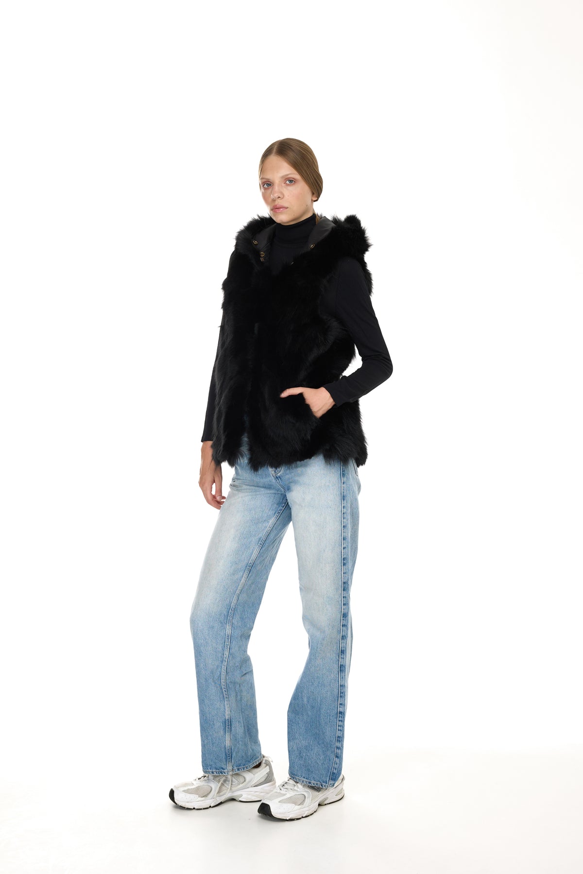 Parka short Urban BLACK in Misto Cotone Impermeabile con Gilet