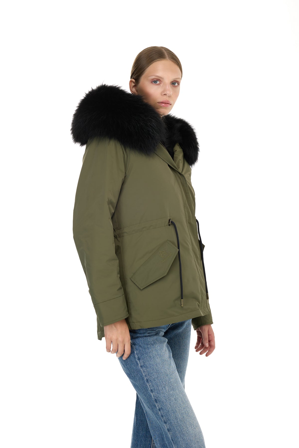 Parka short Urban BLACK in Misto Cotone Impermeabile con Gilet