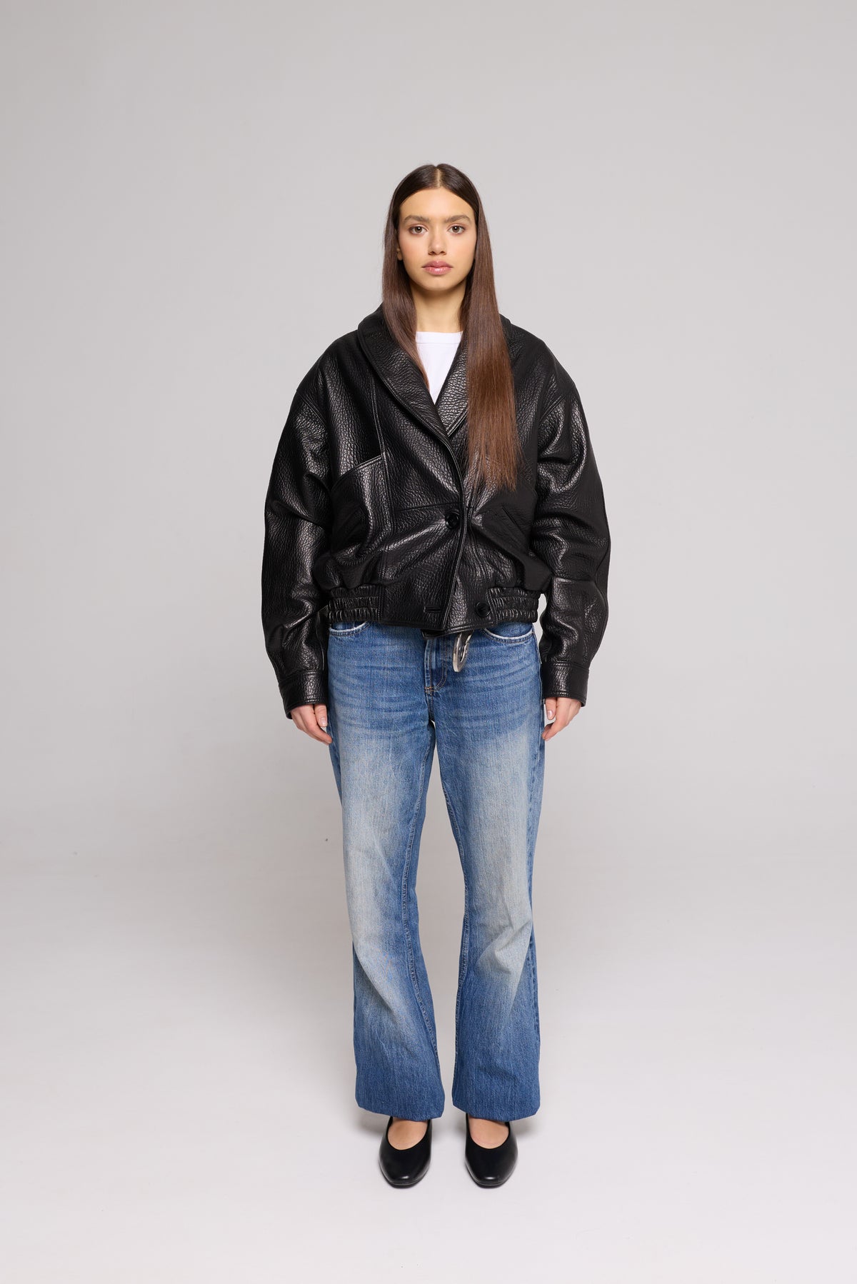 SHAWLCOLLAR Bomber in vera Pelle Black