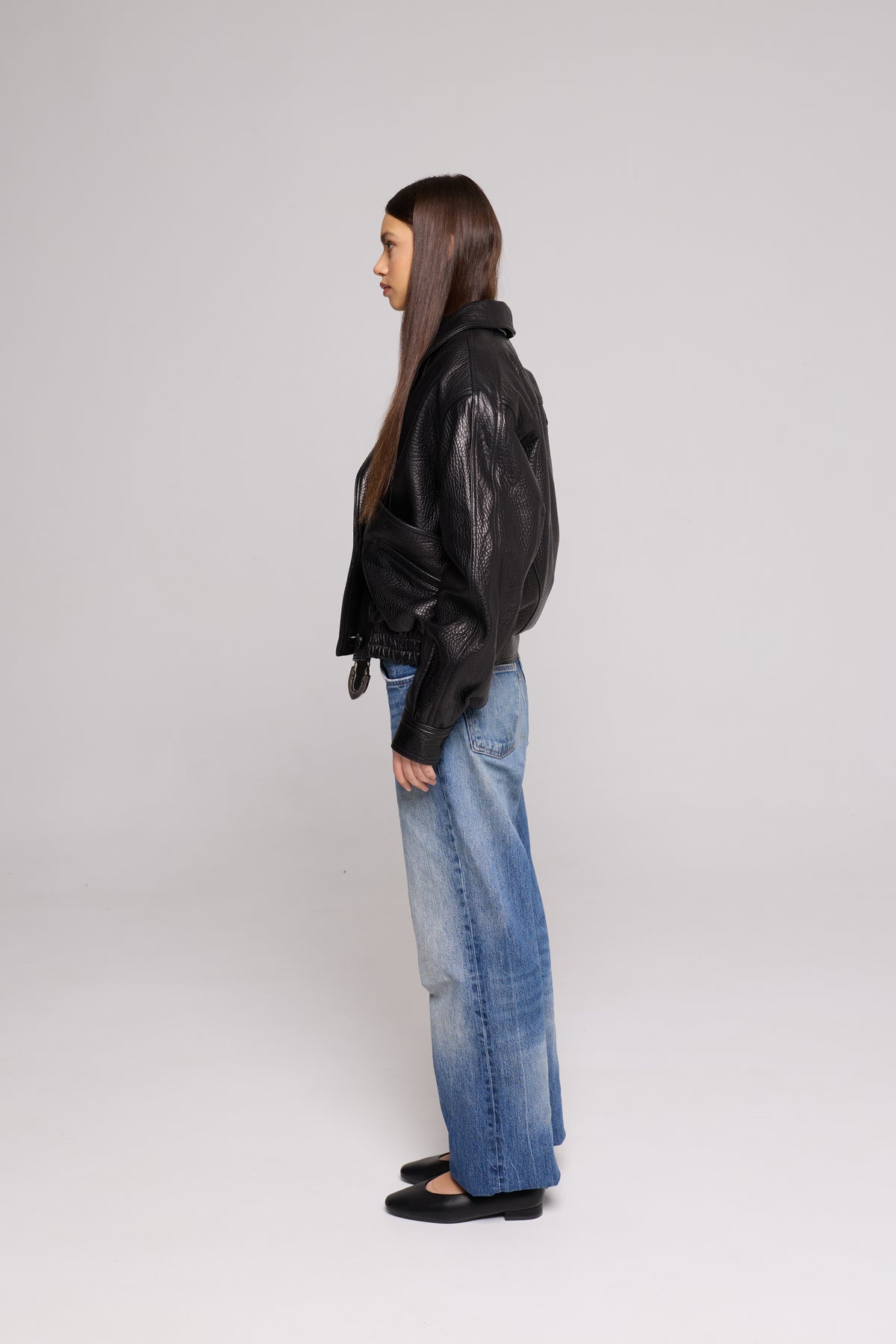 SHAWLCOLLAR Bomber in vera Pelle Black