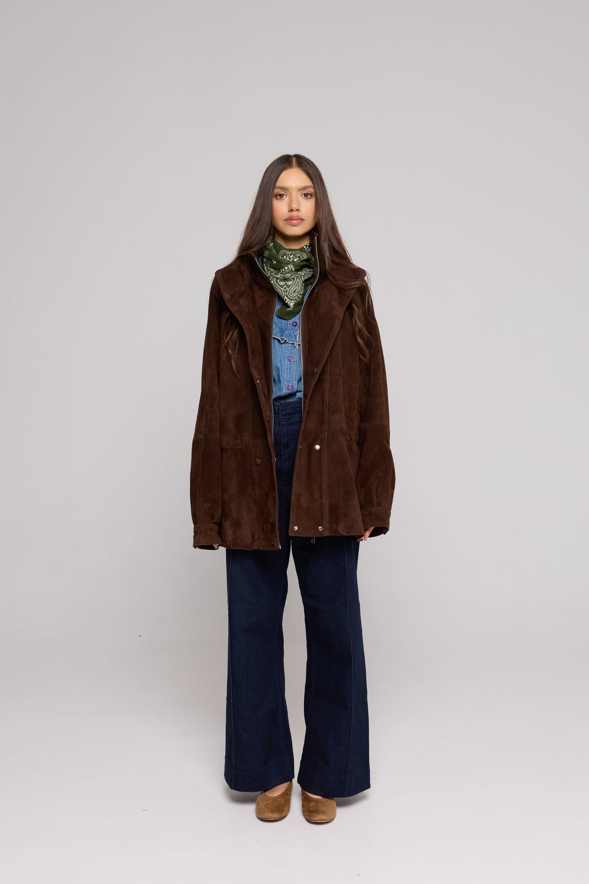 Giacca Doppiopetto in Suede-Brown