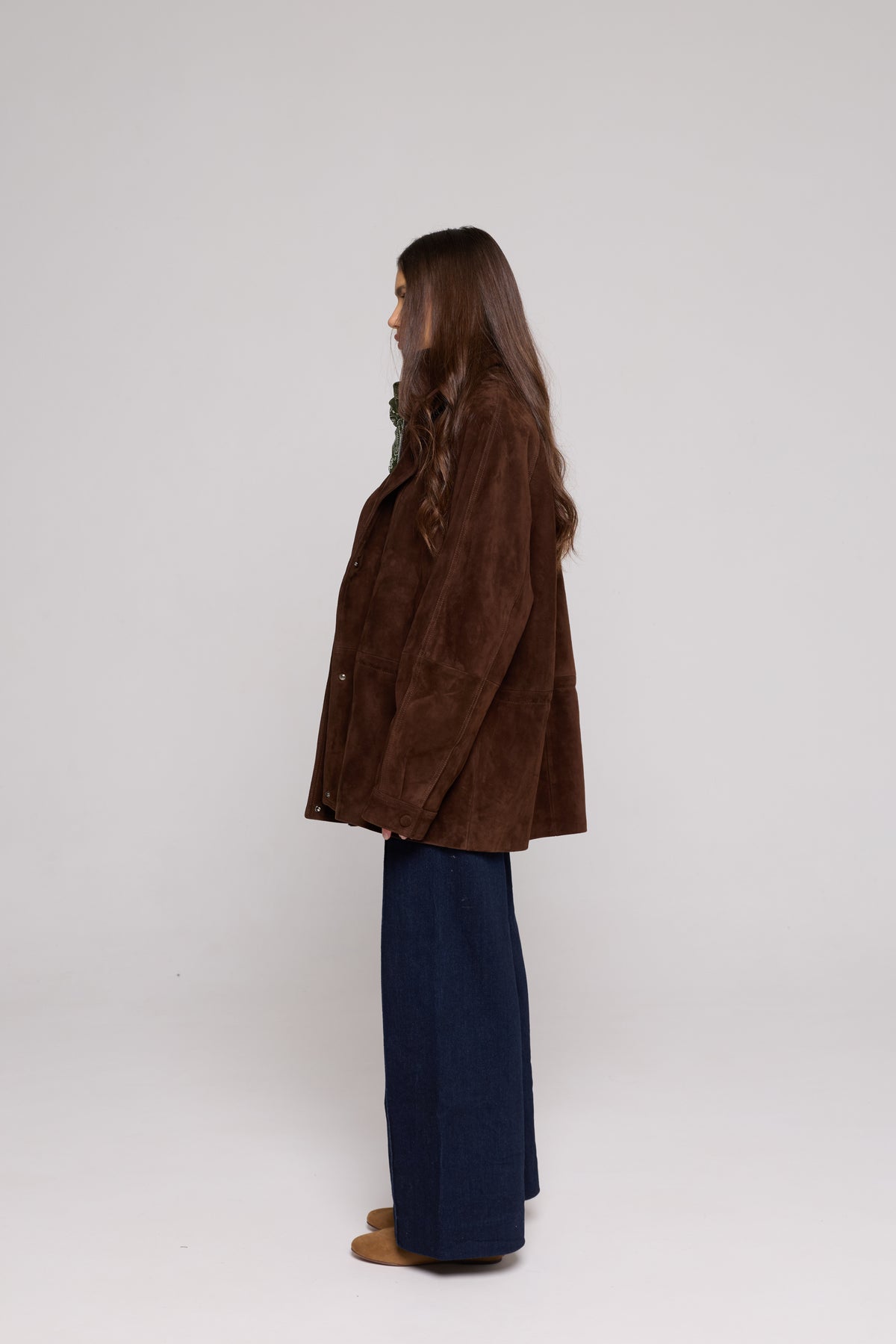 Giacca Doppiopetto in Suede-Brown