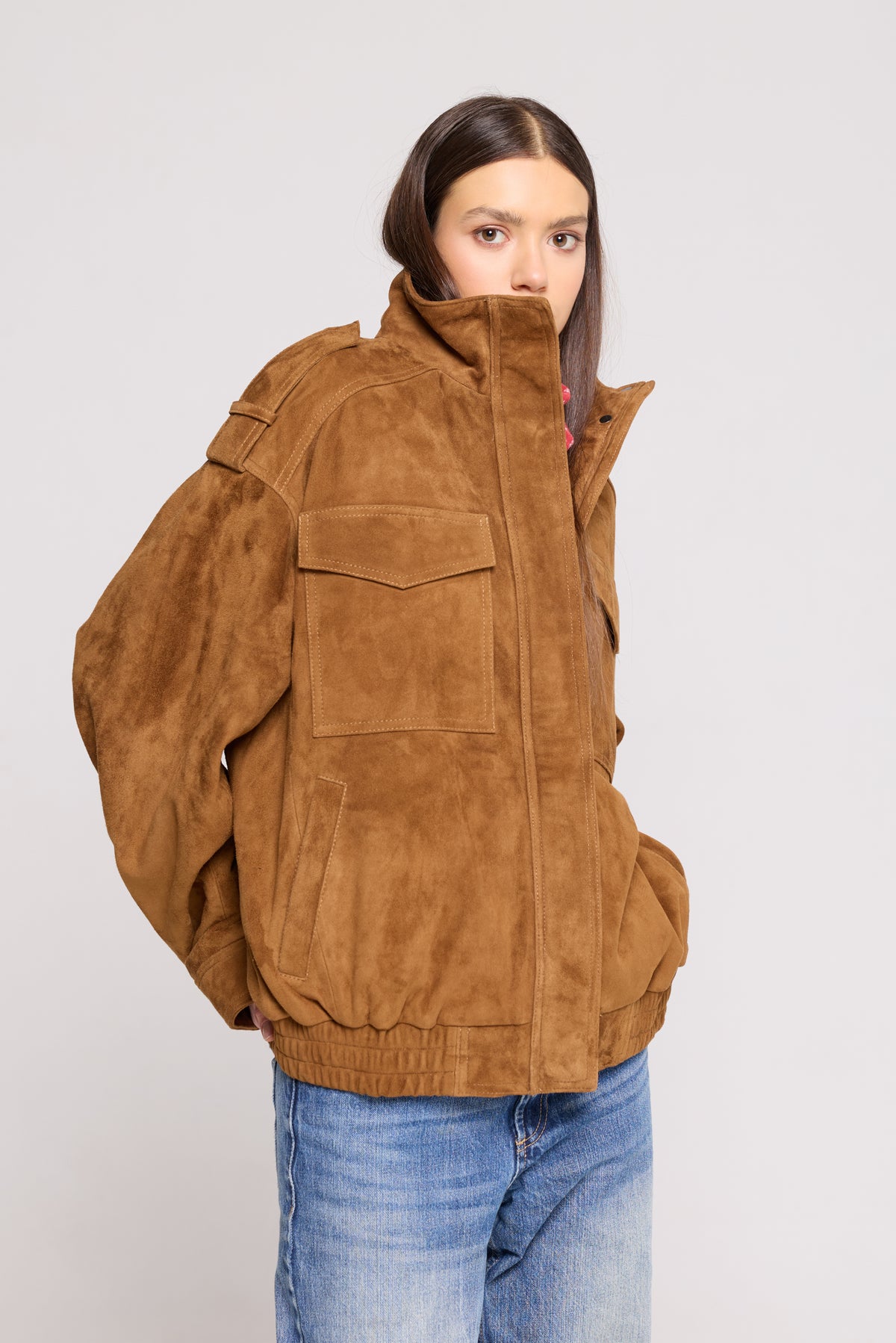 FIELD BOMBER in Suede CAMEL