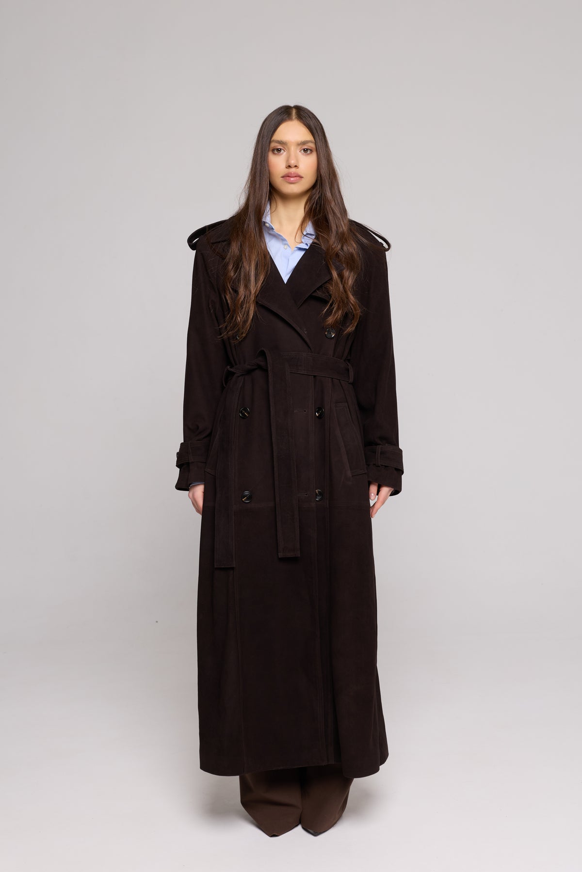 Trench Lungo in Suede