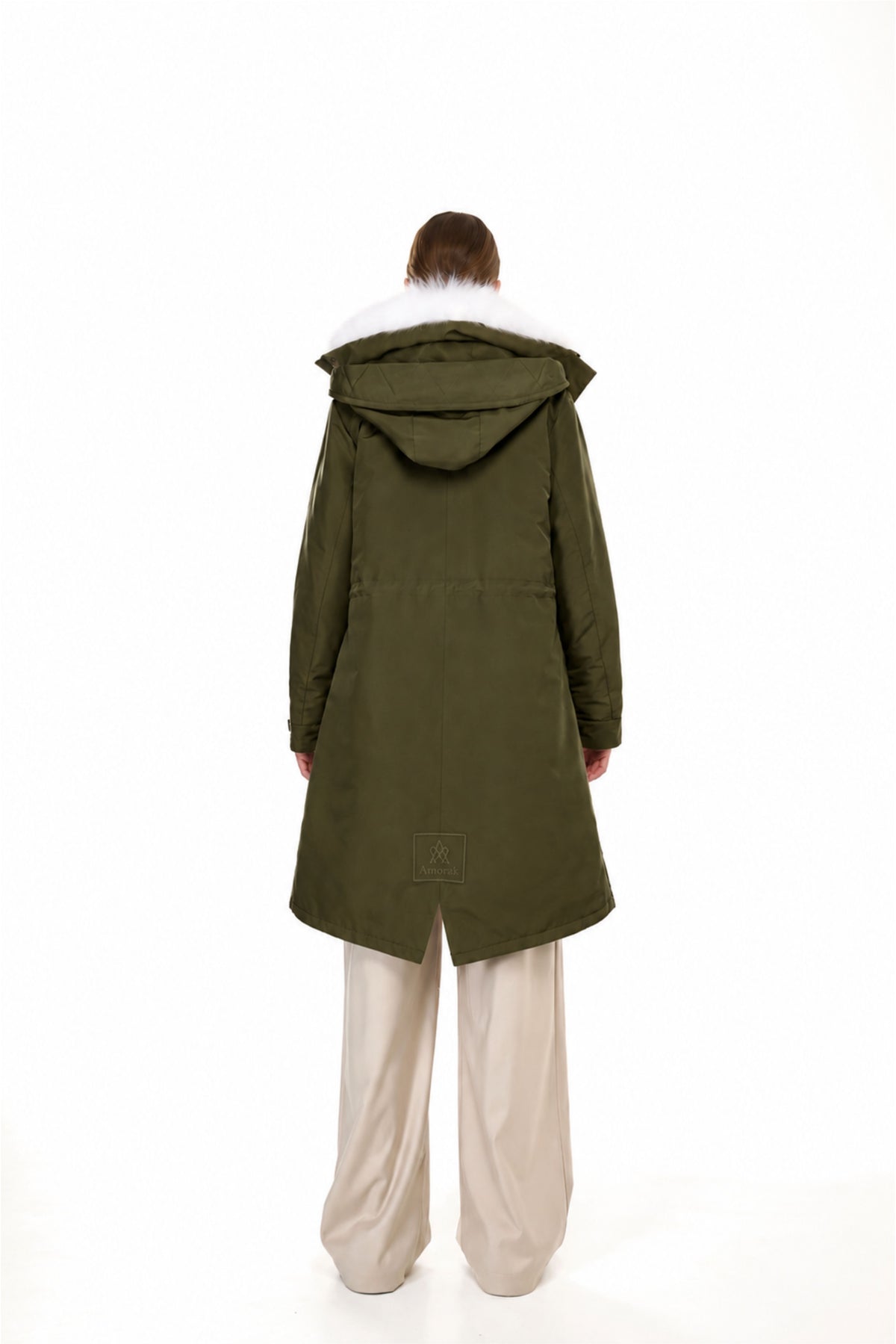 Parka X-Long Elegant WHITE FOX  con Collo Alto e Gilet in pelliccia Removibile