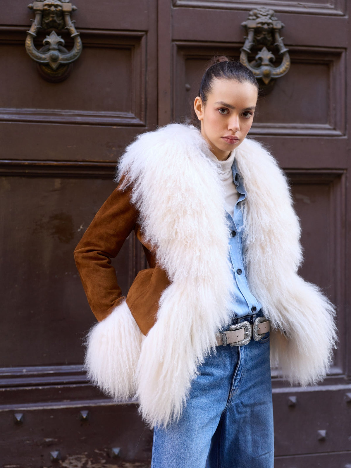 Chaqueta Ante Mongolia Camel blanco