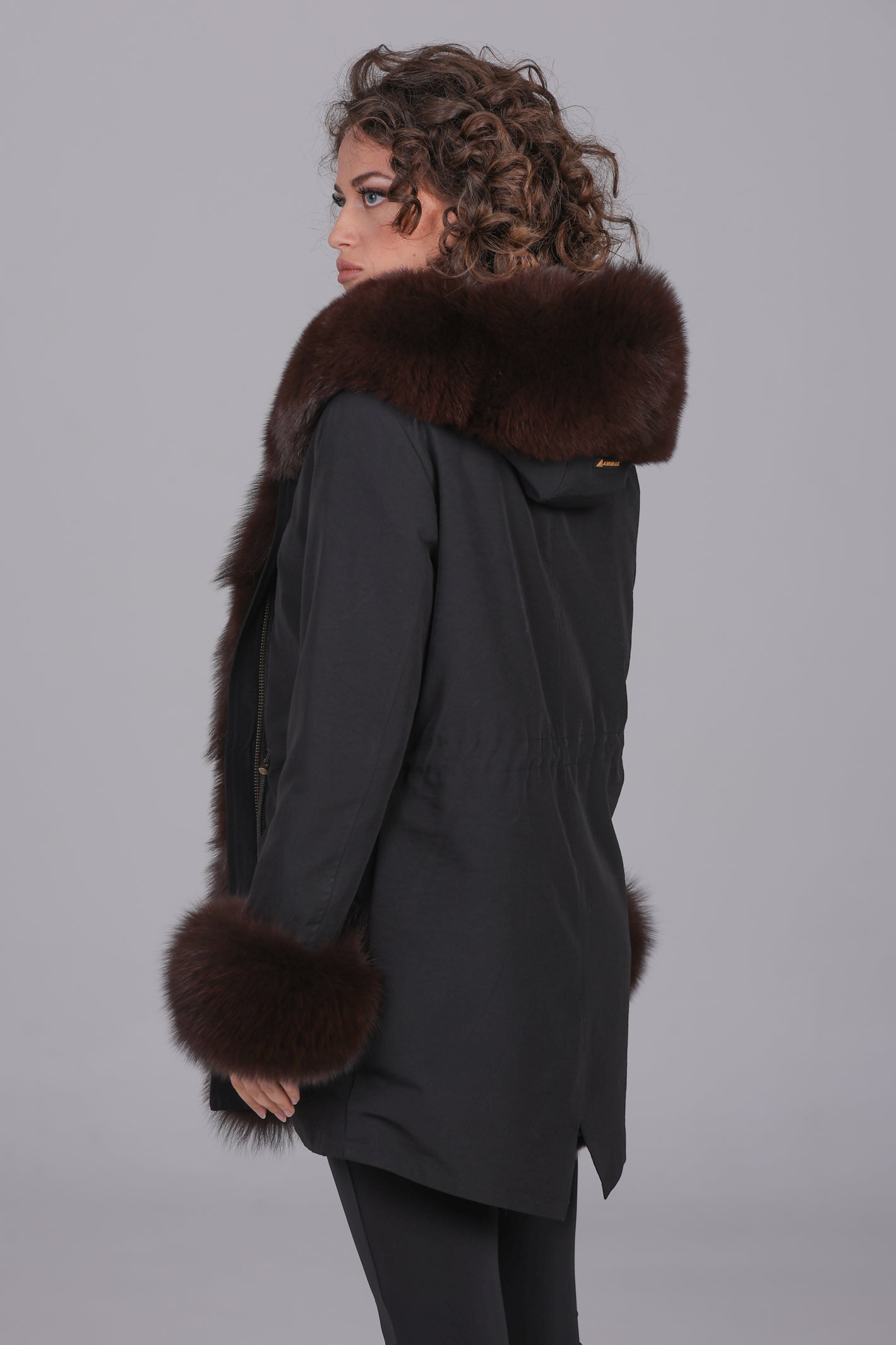 Parka in cotone tecnico impermeabile long Brown