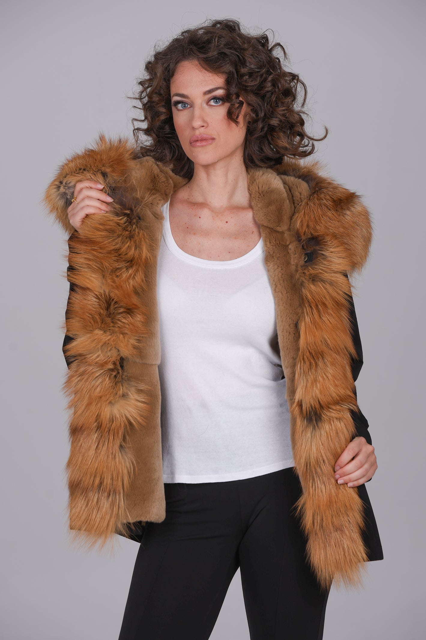Parka in cotone tecnico  impermeabile short luxury gold